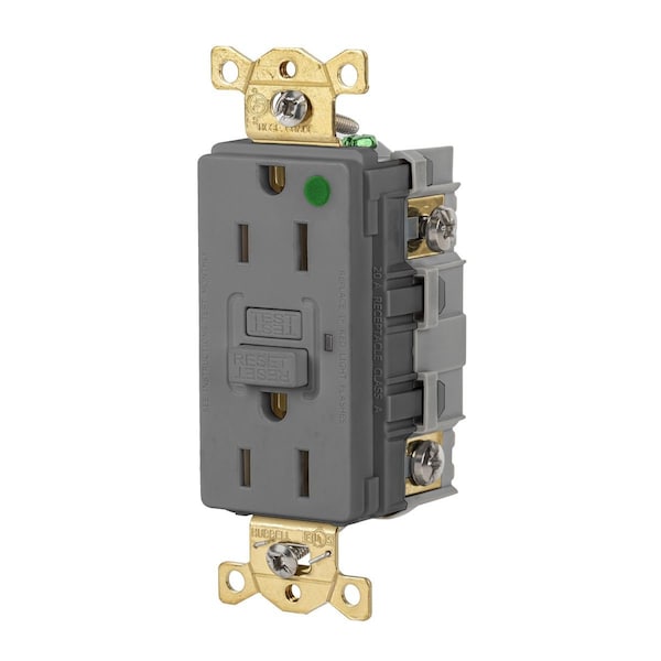 Bryant GFCI Receptacle 15A 125VAC COMM HG GFR GRAY GFR82GRY - main